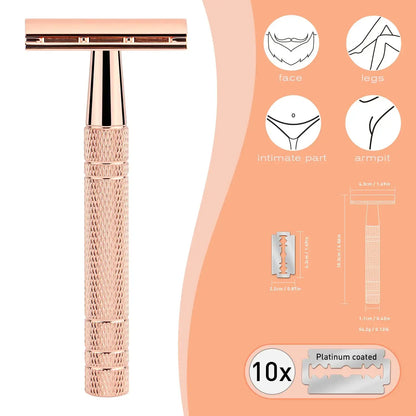 GlideEco™️ Double Edge Safety Razor -  10 Blades Included